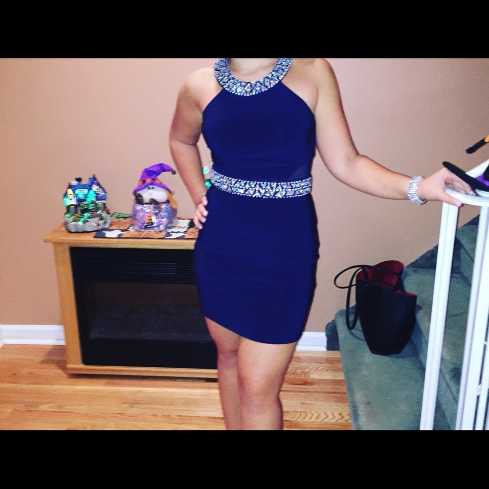 Blue, two piece dress.